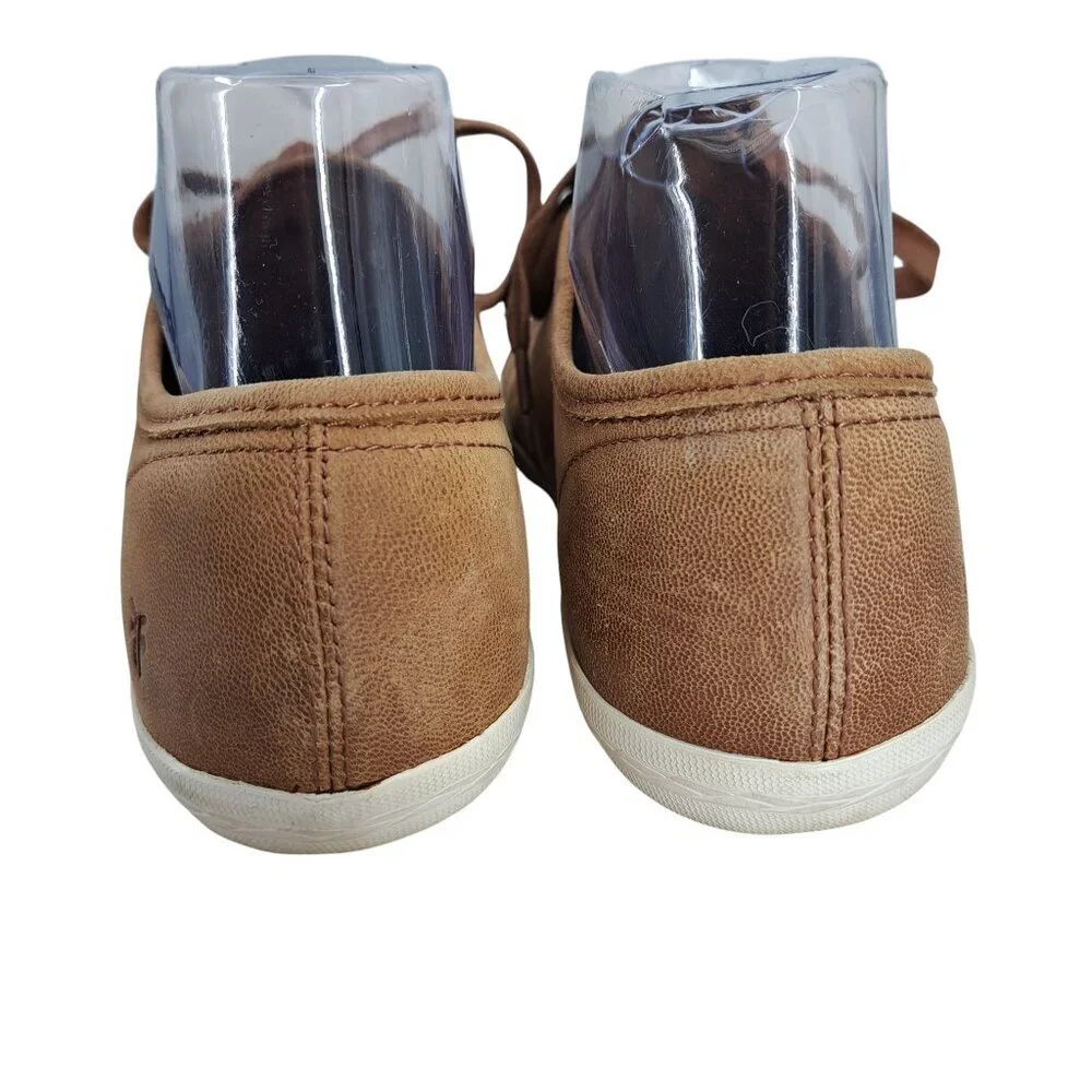 Frye Maya Low Top Lace Up Casual Sneakers Size 8.5 Leather Brown Shoes Comfort